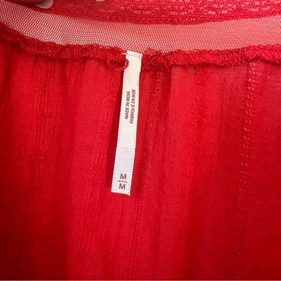 Free People Red Long Sleeve Babydoll Blouse - Picture 4 of 9